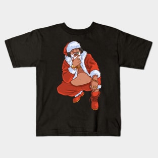 Black Santa Claus Gangster Christmas Kids T-Shirt